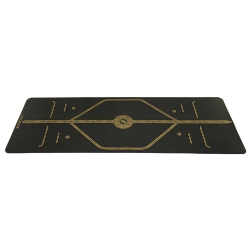 Liforme Travel Yoga mat – Patented Alignment System, Warrior-Like Grip, Non-Slip, Eco-Friendly, Ultra-Lightweight and Sweat Resistant, Made with Natural Rubber - color: Black & Gold