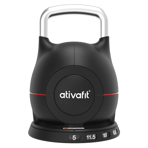 Ativafit 7 in 1 Adjustable Kettlebell 5-44lbs Adjustable Kettlebell with Solid Aluminum Handle Quick Adjustment Weights With Safety Locking Systerm Space Saving Strength Training For Full Body Home Gym Workout