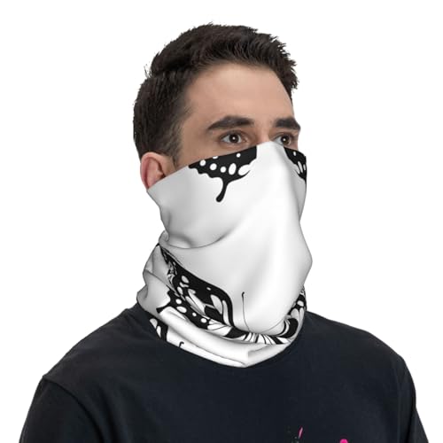 Black and White Lace Butterfly Prints Multifunctional Sport Headband – Seamless Stretch Neck Gaiter for Hiking, Biking, Running & Outdoor Activities – Soft, Quick-Dry, No-Fade Design