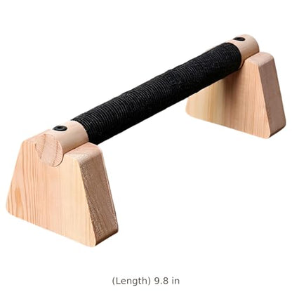 2 Pcs Wooden Push-Up Stands, 9.8 x 1.2 in Solid Wood Home Gym Equipment for Strength Training with Handle, Non-Slip Grip, Triangle Support Base for L-Sit, Dips, Core Workouts, Arm Muscle Enhancement