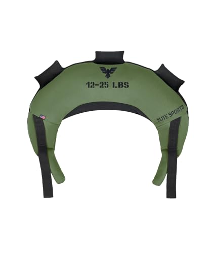 Elite Sports Bulgarian Canvas Bag, Fitness Canvas MMA Gym Cross Workout Training Sandbag 17, 25, 33, 45 lbs (UNFILLED) - color: Forest Green, size: 25 LBS