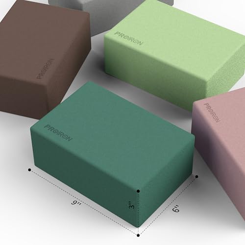 PROIRON Yoga Blocks, 2 Pack Supportive High Density Premium Eva Foam, Soft Non-Slip Surface with Curved Edges Stretch Blocks For Yoga, Pilates, Stretching - color: Brownish Coffee