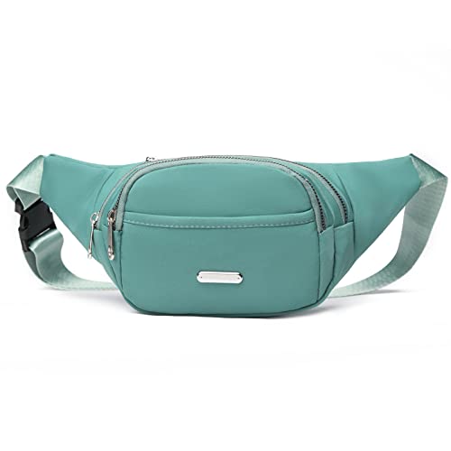 Crossbody Fanny Pack for Men&Women,Large Waist Bag & Hip Bum Bag with Adjustable Strap for Outdoors Workout Traveling Casual Running Hiking Cycling - color: Open Mint Green