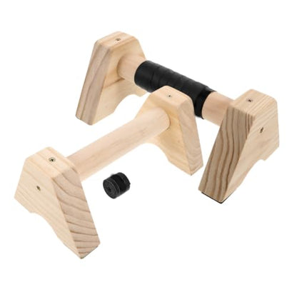 Cabilock Wooden Push up Bars Parallettes Set, Beech Wood Push up Stands with Non-slip Base, 30cm Strength Training Equipment for Men and Women Home Workout and Calisthenics