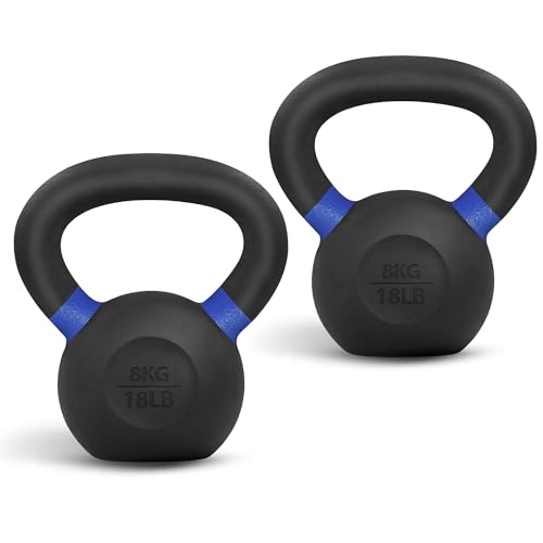Yes4All Powder Coated Cast Iron Kettlebell, Single Deep Blue, 40 KG / 88 LB - color: Dark Blue, style: B. Pair
