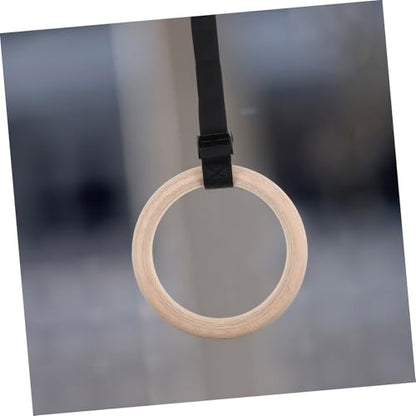 Abaodam Wooden Gymnastics Rings with Adjustable Straps Indoor Fitness Gear for Bodyweight Training Strength Building and Flexibility Enhancement Versatile Gym Equipment for Home Workouts