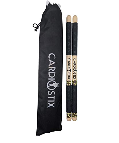 CardioStix 8.5oz Bundle Highest-Weighted Double Grip(1 PAIR) Premium American Hickory Wood Cardio Drum Sticks | Drumming, Fitness, Aerobic Class, Exercises(Giraffe) - color: Giraffe with Bag NEW IMPROVED!