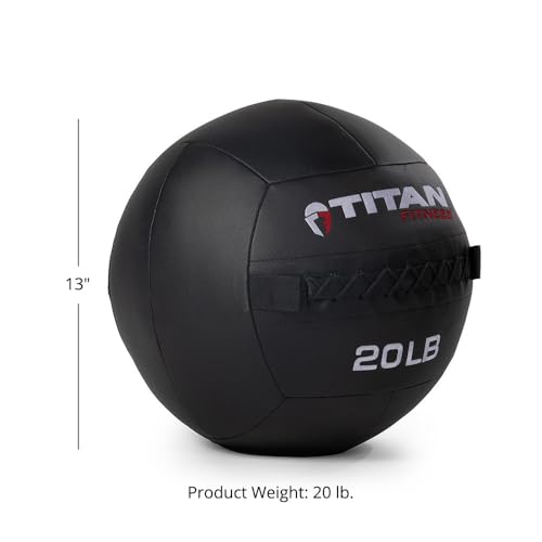 Titan Fitness Soft Shell Medicine Wall Ball, Cross-Texture Grip - size: 20 lb