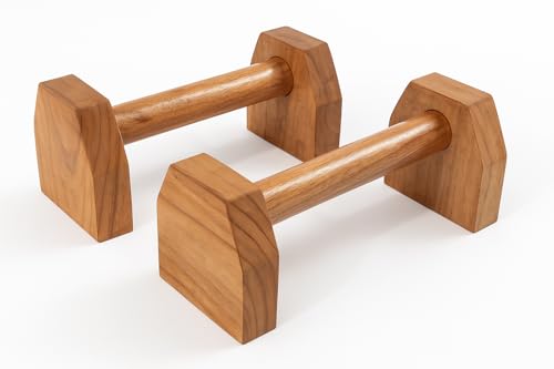 KNK Push Up Stand Wooden with Non-Slip Base | Wooden Parallettes Bars for Exercise, Calisthenics, Handstand & Home Gym Workout | Strong, Lightweight & Travel Friendly Fitness Equipment for Men & Women