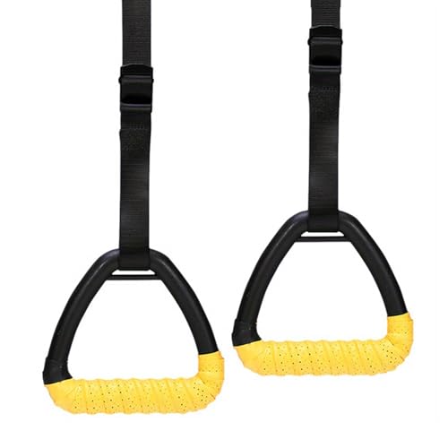 Gymnastic Rings Equipment – 2" Wooden Pull Up Rings with Adjustable Straps, No-Punch Bar Lanyard, Home Gym Workout Rings for Calisthenics, Crossfit, Strength Training & Dips