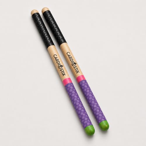 CardioStix 8.5oz Cardio Drum Sticks per set (1 pair sticks only) Weighted Double Grip Premium American Hickory Wood (Rainbow #1)| Drumming, Fitness, Aerobic Class - color: Rainbow #1-sticks only