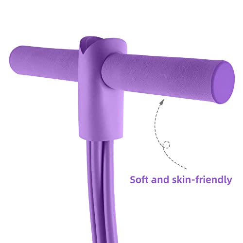 Multi-Function Tension Rope – 4 Tube Resistance Bands with Handles – Sit Up Exercise Equipment Home Gym Tummy Trainer for Men Women - color: purple