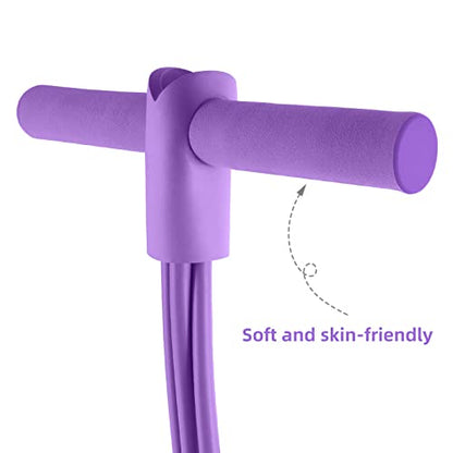 Multi-Function Tension Rope – 4 Tube Resistance Bands with Handles – Sit Up Exercise Equipment Home Gym Tummy Trainer for Men Women - color: purple