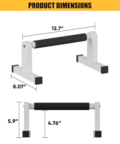 Push Up Bars, Heavey Duty Parallettes Dip Bar with Non-slip Grips for Calisthenics Planche L Sit Handstand Fitness Floor Workout, Pushup Station Handles Stand for Gym Strength Training