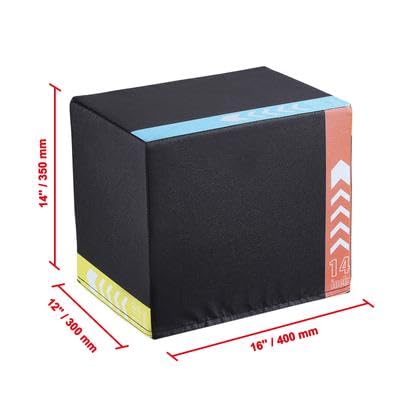 Happybuy 3-in-1 Plyometric Jump Box, 16/14/12 Inch Adjustable Cotton Plyo Box, Anti-Slip Fitness Exercise Platform for Home Gym Training, Conditioning, Strength Training, Black