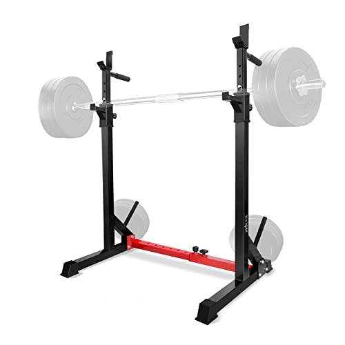 Yes4All Squat Rack for Home Gym, Adjustable Barbell Stand Rack, Multi-Function Weight Lifting, Dip Bar Station, Bench Press Rack Stand, Weight Plate Storage - Capacity Up to 600LBS - color: Barbell Squat Rack - Red - 550 lbs
