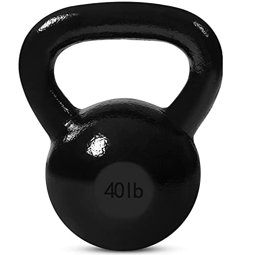 JFIT Cast Iron Kettlebell – Single Weight, Flat Bottom, Polished Handle | Men & Women | CrossFit, Cardio & Strength Training - size: 40.0 Pounds