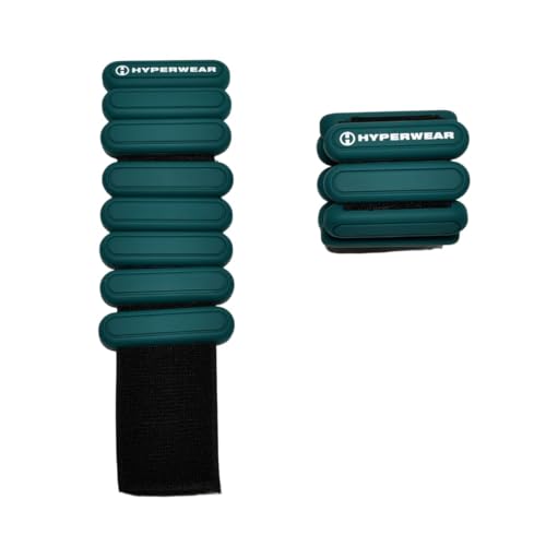 Hyperwear Stylish Wrist & Ankle Weights – 1 lb Each (2 lb Set), Adjustable Soft Weights for Walking, Running, Pilates, Barre & Dance - color: Teal Green