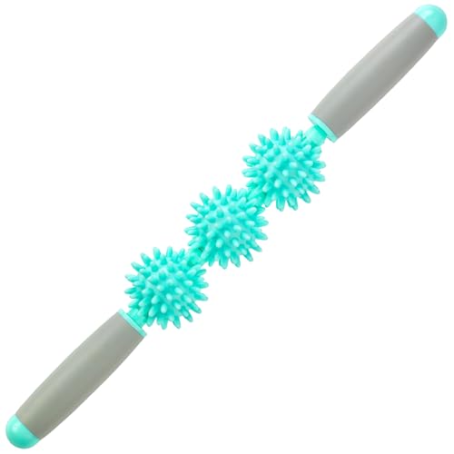 Coolife Fascia Muscle Roller - Cellulite Massager - Fascia Roller for Cellulite and Sore Muscles - Neck, Leg, Back, Body Deep Tissue Massage Stick Tools - 3 Balls Size Version - color: Mint Green