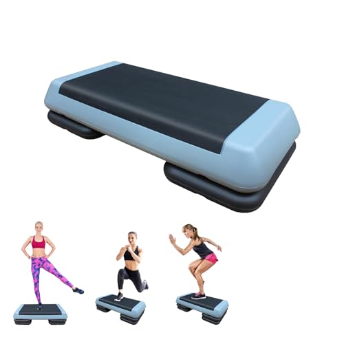 28.5'' Exercise Aerobic Step Platform, 4-6-8inAdjustable Fitness Stepper Workout with 4 Stackable Risers, Aerobics Stepper Workout Stepper for Home Gym Cardio Strength & Training (Red & Gray) - color: Gray, style: 2 Risers