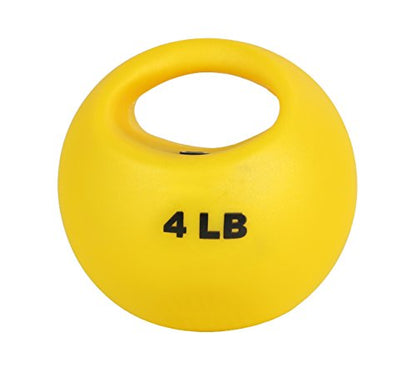 CanDo 10-3291 One Handle Medicine Ball, 4 lb, Yellow - size: 4 lbs