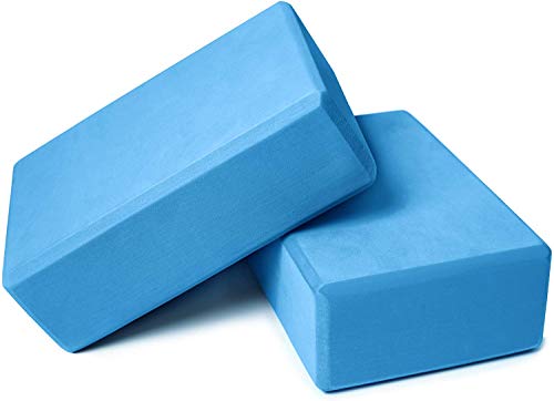 Yoga Blocks 9x6x3, 2 Pack High Density Yoga Brick Foam Blocks to Improve Strength, Flexibility and Balance, Light Weight and Non-Slip Surface, Pilates and Meditation (Gemstone Blue)