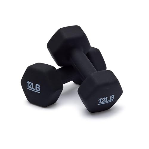 Amazon Basics Neoprene Dumbbell Hand Weights for Exercise and Muscle Toning - style: 12 Pound, Pair
