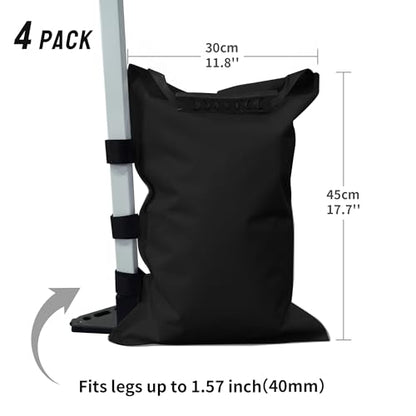 CROWN SHADES Sand Bags for Canopy Legs (120 LBS) Sandbags for Weight, Canopy Weights, Pop Up Tent Weights Bags, Black (Unfilled)