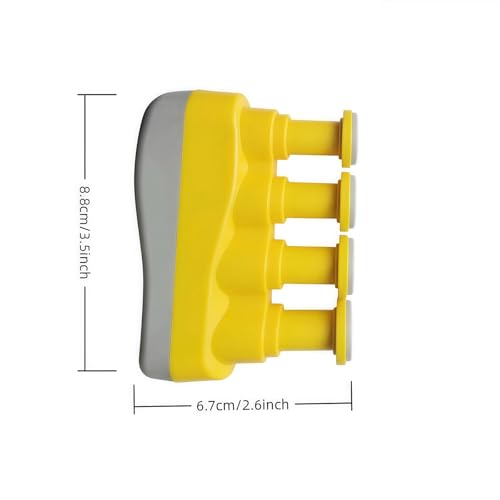 Finger Strengthener, Nalu Hand Grip Trainer Exerciser for Piano, Guitar, Bass, Ukulele Players, Plastic Material, Lightweight and Portable - Improve Finger Flexibility, Strength,1 Pack (Yellow+Gray)