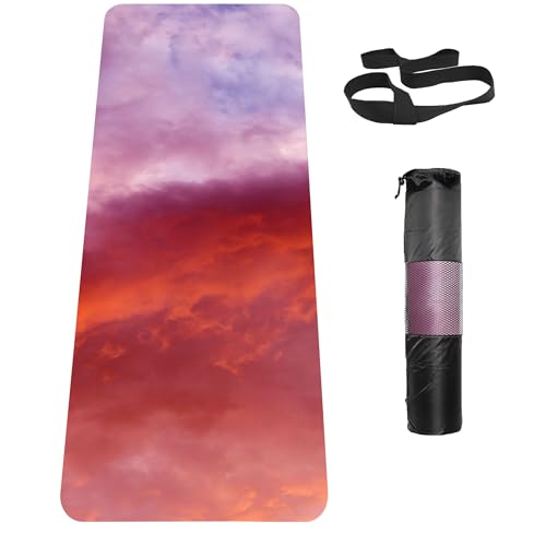 Non Slip Yoga Mat TPE Workout Mat for Men Women, Thick Workout Mat with Carrying Strap, Fitness Mats for Exercise, Yoga, Fitness, Pilates, Floor Workouts (72" x 24" x 6mm) - color: CloudsB