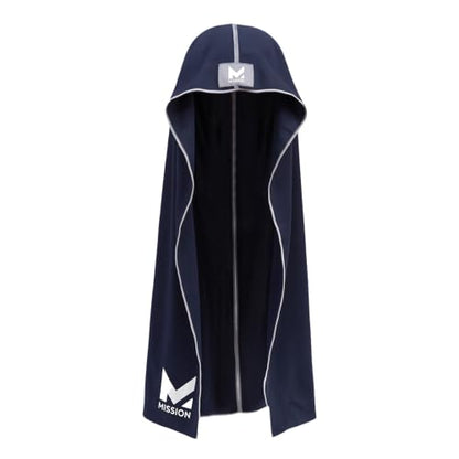 MISSION Cooling Hoodie Towel, Evaporative Cool Technology, Cools Instantly When Wet, UPF 50 Sun Protection, Contours Your Head to Stay in Place, Great for Sports, Fitness, Gym - color: Navy Blue