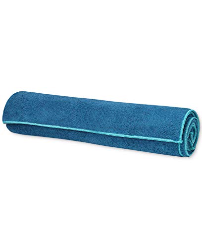 Gaiam Yoga Towel - Mat Sized Active Dry Non Slip Moisture Wicking Sweat Absorbent Microfiber Hot Yoga Towel for Women & Men | Stay-Put Corner Pockets (70" Long x 26" Wide)