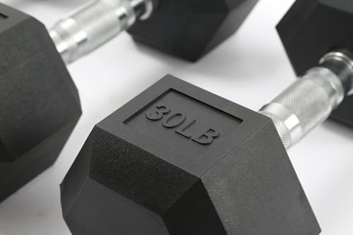 IDEAHOUSE Non-Slip Hex Dumbbells - Rubber & PEV Coated Free Weights with Anti-Roll Handles for Unisex Strength Training (Home Gym Exercise Equipment) - size: 100 Lb Set(Pair of 20, 30)
