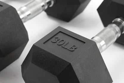 IDEAHOUSE Non-Slip Hex Dumbbells - Rubber & PEV Coated Free Weights with Anti-Roll Handles for Unisex Strength Training (Home Gym Exercise Equipment) - size: 100 Lb Set(Pair of 20, 30)