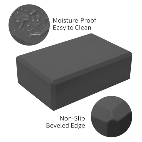 GOGO Yoga Blocks Bulk Gym Block Black, Exercise Workout Fitness Bricks Non-Slip for Meditation Physical Therapy