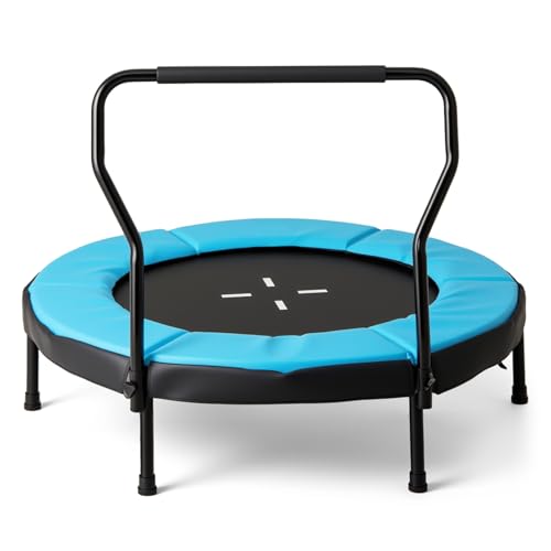 GYMAX Rebounder Trampoline Adult, 40" Mini Fitness Trampoline with Detachable Handle, Safety Foam Pad & Non-Slip Foot Pads, Exercise Rebounder for Indoor Outdoor Kids Adults