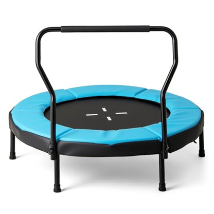 GYMAX Rebounder Trampoline Adult, 40" Mini Fitness Trampoline with Detachable Handle, Safety Foam Pad & Non-Slip Foot Pads, Exercise Rebounder for Indoor Outdoor Kids Adults