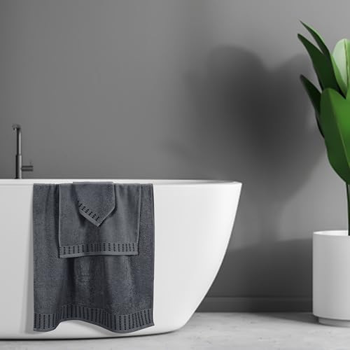MALLONI HOME Ultra Soft 3 Pack Cotton Towel Set, Contains a Bath Towels 28x55 inch, a Hand Towels 16x24 inch & a Wash Coths 12x12 inch, Ideal Everyday use, Compact & Lightweight - Charcoal Grey - color: Charcoal Grey, size: 3 Pack Set