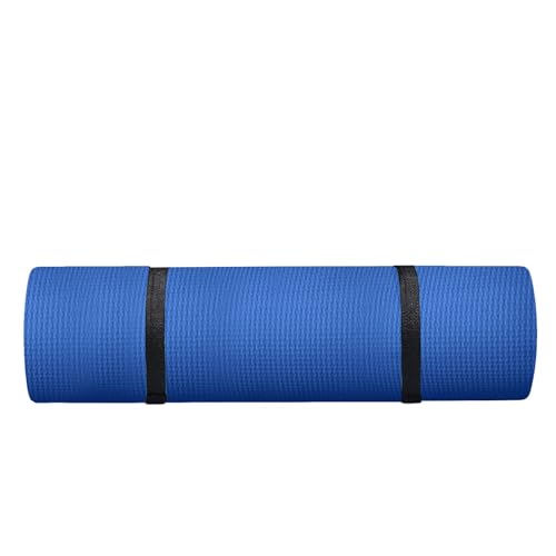 Yoga Mat with Strap 5mm Thick Non Slip Anti-Tear High Density Exercise Mat with Carrying Strap Hot Yoga Mat for Fitness, Home Yoga, Gym, Stretching, Workouts, Floor, Pilates - color: Blue