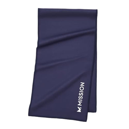 MISSION On-The-Go Cooling Towel - Soft, Lightweight Fabric - Cools Up to 2 Hours - UPF 50 Sun Protection - Machine Washable (Navy) - color: Navy