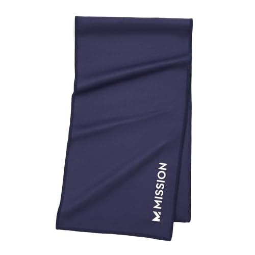 MISSION On-The-Go Cooling Towel - Soft, Lightweight Fabric - Cools Up to 2 Hours - UPF 50 Sun Protection - Machine Washable (Navy) - color: Navy