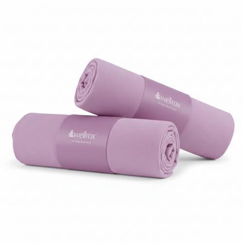 Microfiber Hand Towel- Absorbent Sweat Towels for Women- Yoga Mat Towel for Pilates, Hot Yoga, Gym Workouts (2 Pack, Lavender) - color: Lavender