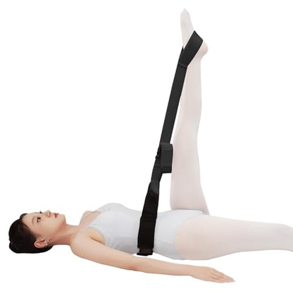 Modular 3-in-1 Yoga Straps System: Detachable Ends with Quick-Lock Buckles & Lumbar Pad - 150cm Adjustable Stretching Band for Splits, Pilates, Gym, Dance, Physical Therapy & Flexibility Training - color: Black