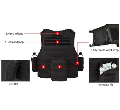 Adjustable Airsoft Vest for Outdoor Sports & Role-Playing Games, Lightweight Protective Gear with Multiple Pouches