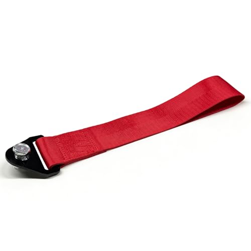 Racing Tow Strap, High Strength Nylon Car Bumper Towing Hook Traction Rope with Bolt & Nut, Universal Auto Trailer Belt Decorative Towing Strap for Front or Rear Bumpers (Red) - color: Red