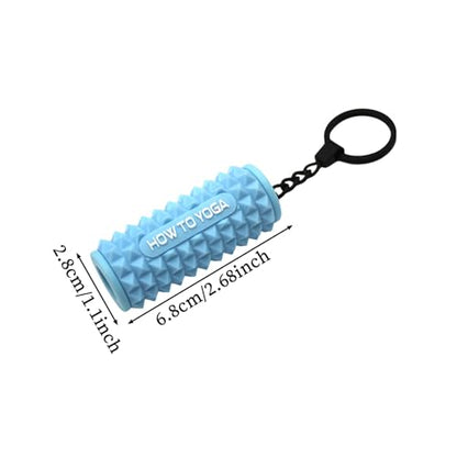 Tizee Mini Yoga Foam Roller Keychain - Spiky Fitness Accessory, with Clasp, for Gym Office Use, 2-Pack Mixed Colors (Blue/Black)