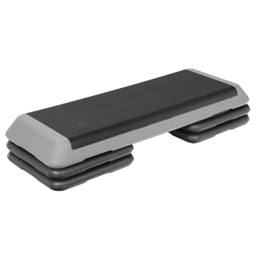43'' Wide Adjustable Aerobic Step Platform - 4 Stackable Risers for Home Gym Cardio, Strength & Full-Body Training - color: Grey