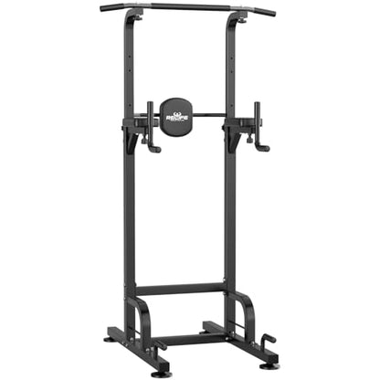 RELIFE REBUILD YOUR LIFE Power Tower Pull Up Bar Station Workout Dip Station for Home Gym Strength Training Fitness Equipment - color: Black