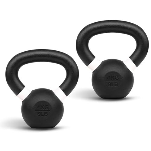 Yes4All Powder Coated Cast Iron Kettlebell, Single Deep Blue, 40 KG / 88 LB - color: White, style: B. Pair