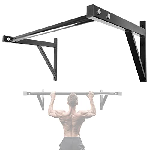Pull Up Bar Wall Mounted Home Gym, 500lbs Capacity Heavy Duty Iron Chin Up Bar Upper Body Workout Bar for Strength Training Equipment, Fitness Exercise Frame for Indoor Outdoor Use